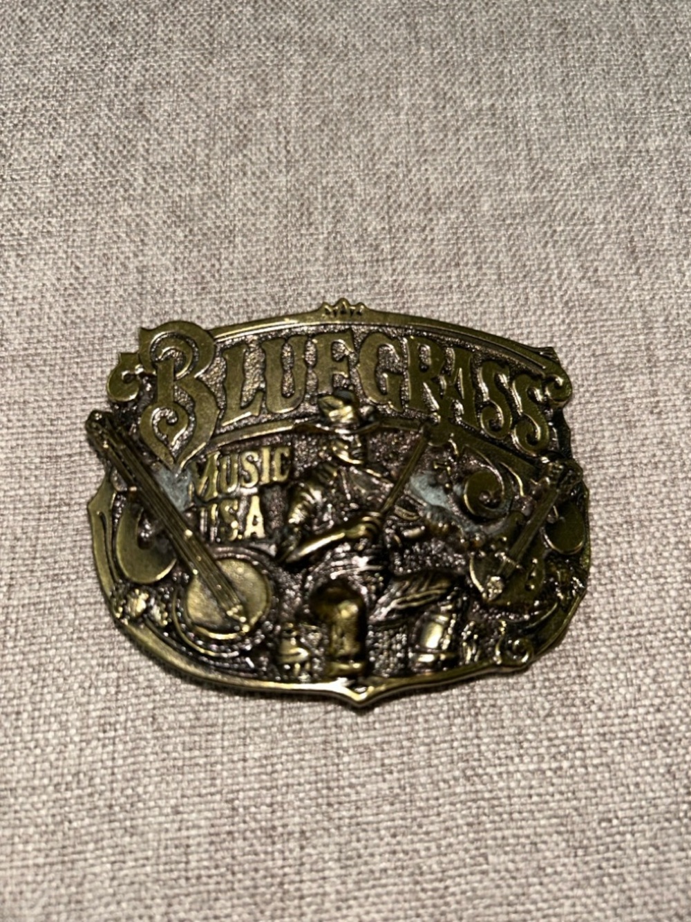 Bluegrass VTG 1982 USA BUCKLE CO banjo  Music Brass Tone Belt Buckle - Picture 2 of 5